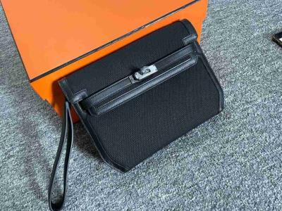 cheap quality Hermes Kelly Depeches 25 Canvas Barenia noir